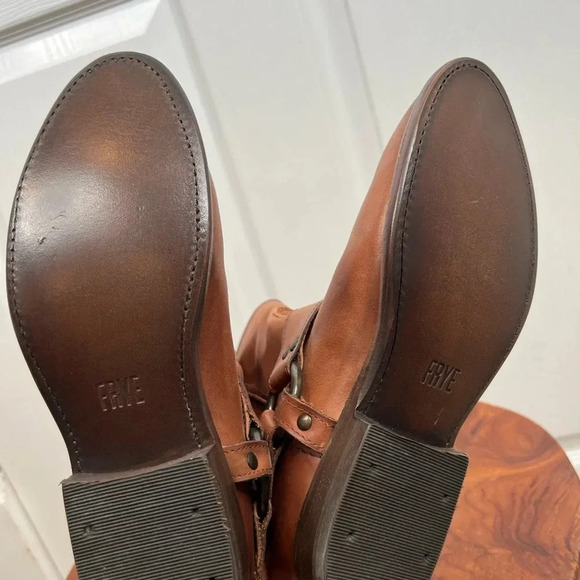 Frye Wyatt Harness Women's Wyatt Ankle Boots Size 5.5 Cognac Brown Western Style - Picture 7 of 12